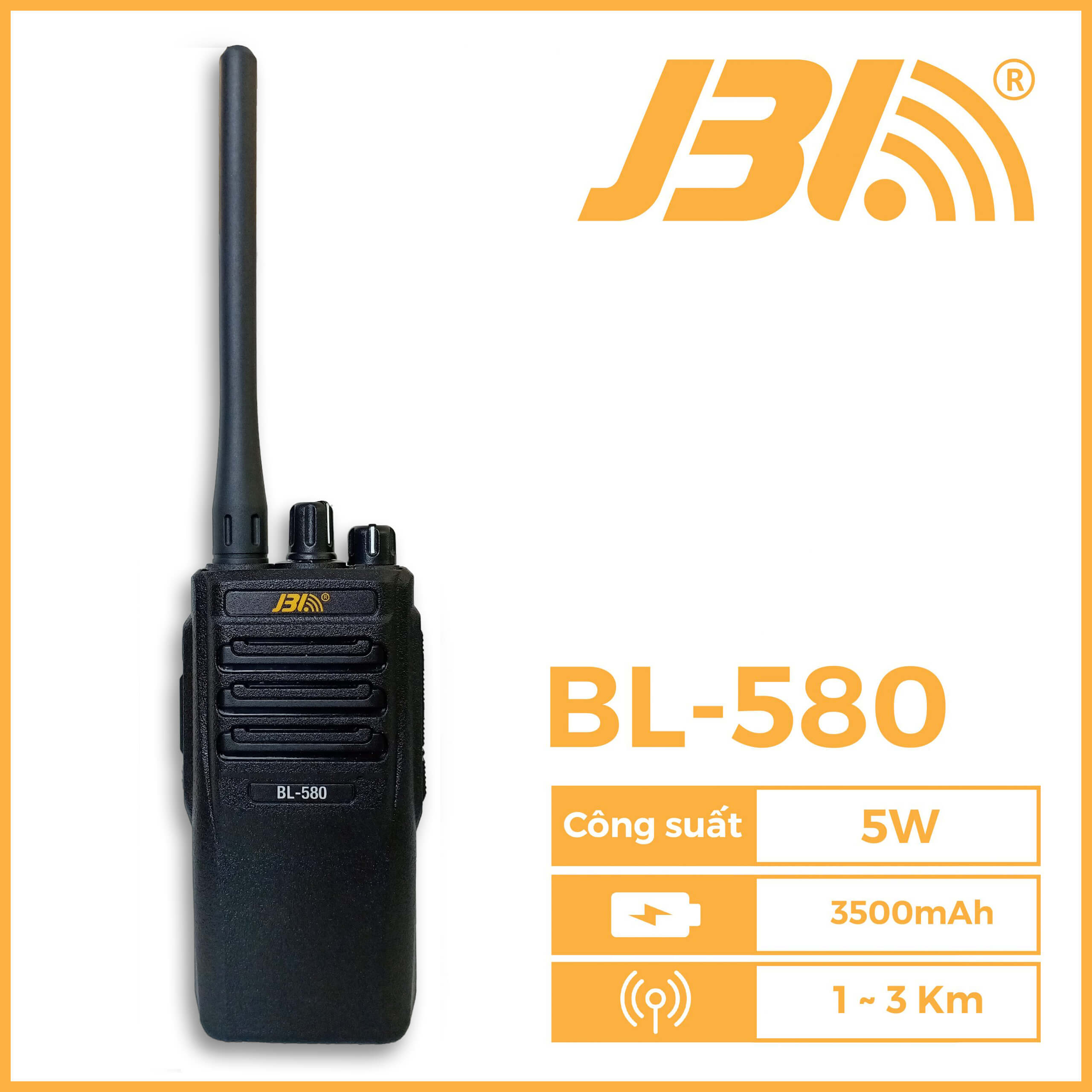 Bộ đàm cầm tay JBL BL-580 - Khoảng cách 3km - Pin 3500mAh - Công suất 5W